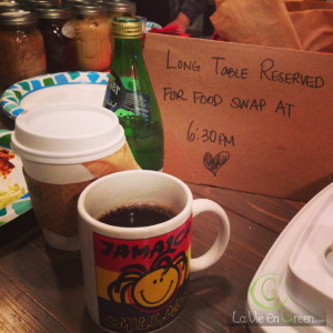 Bring your own reusable ceramic coffee mug food swap event at Bwe Kafe in Hoboken, NJ