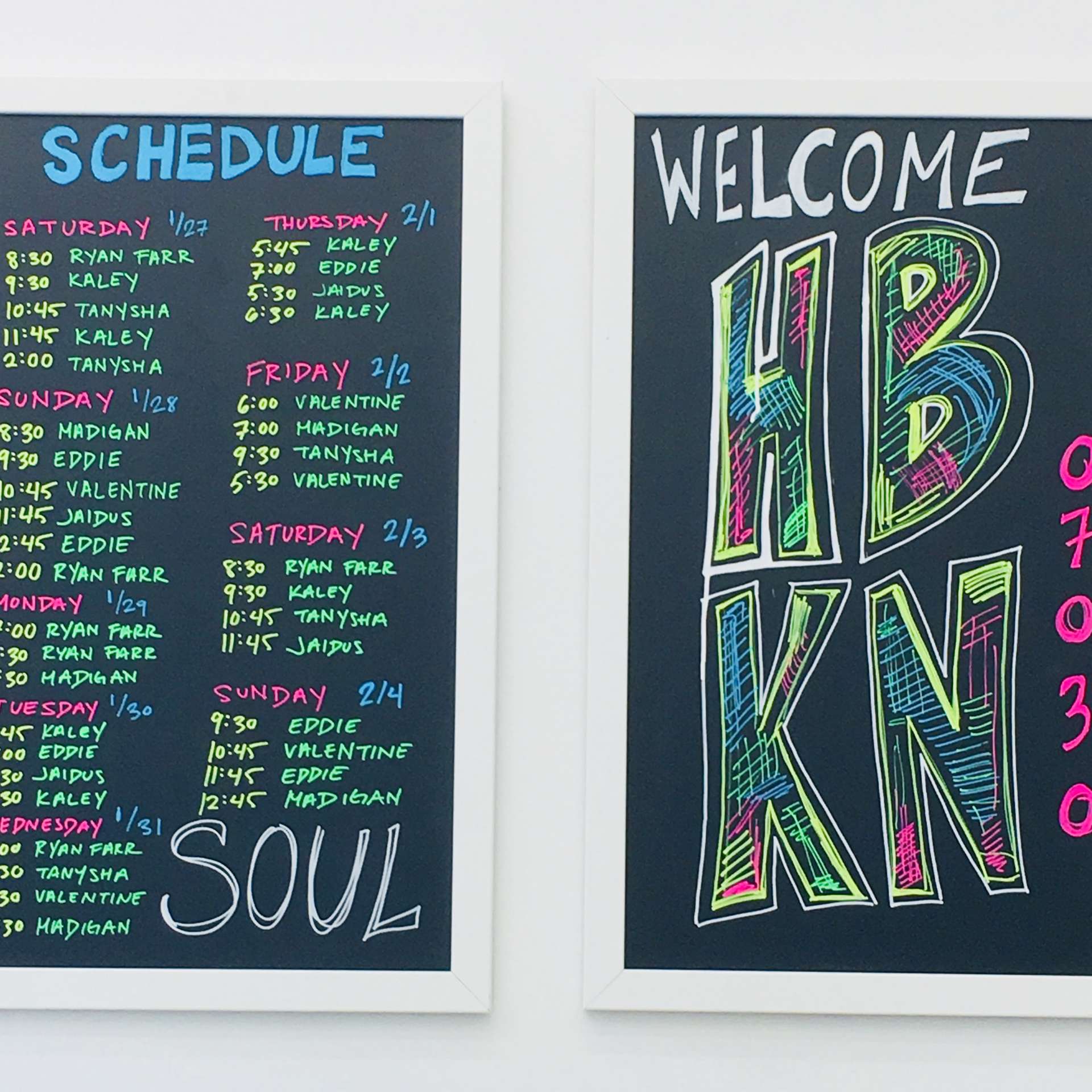 SoulCycle-Hoboken-HBKN-Fitness-Class-Opening-Day-Chalkboard-Schedule-Genna-Rossi