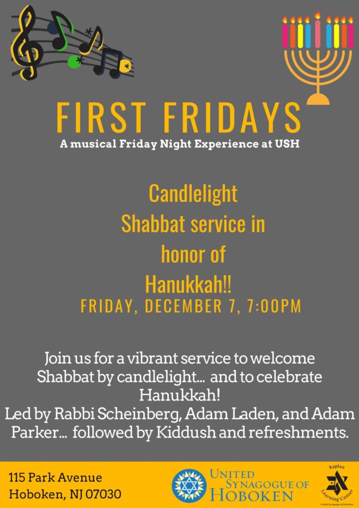 hanukkah first day shabbat service 2018 united synagogue hoboken