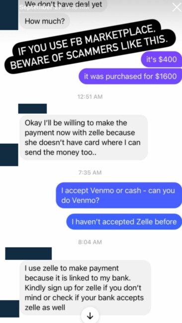 Another Facebook marketplace scam - asking for your phone number - The  Milton Scene