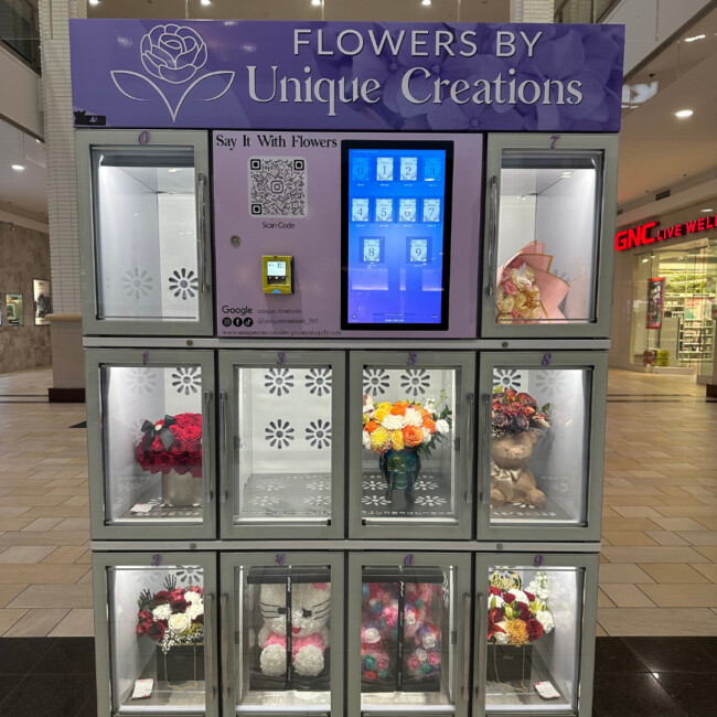 flower vending machine unique creations jersey city newport centre mall